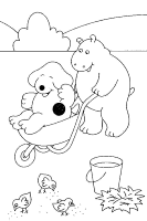 A coloring page of spot the dog